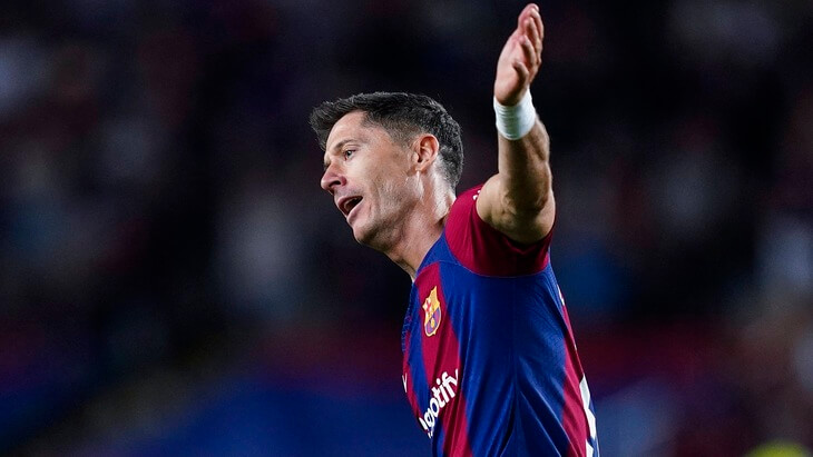 ESP: FC Barcelona, Barca RC Celta. La Liga EA Sports match. Date 6 Robert Lewandowski of FC Barcelona celebrates his goa